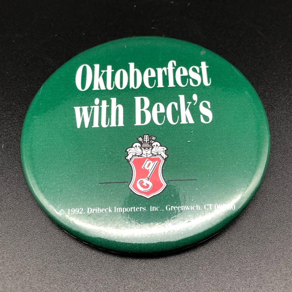 Vintage Metal Octoberfest with Becks 1992 Metal Beer Themed Button Pin